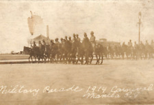 WWI Military Parade Mounted Solders Army Horses Carnival Manila Postcard Rppc picture